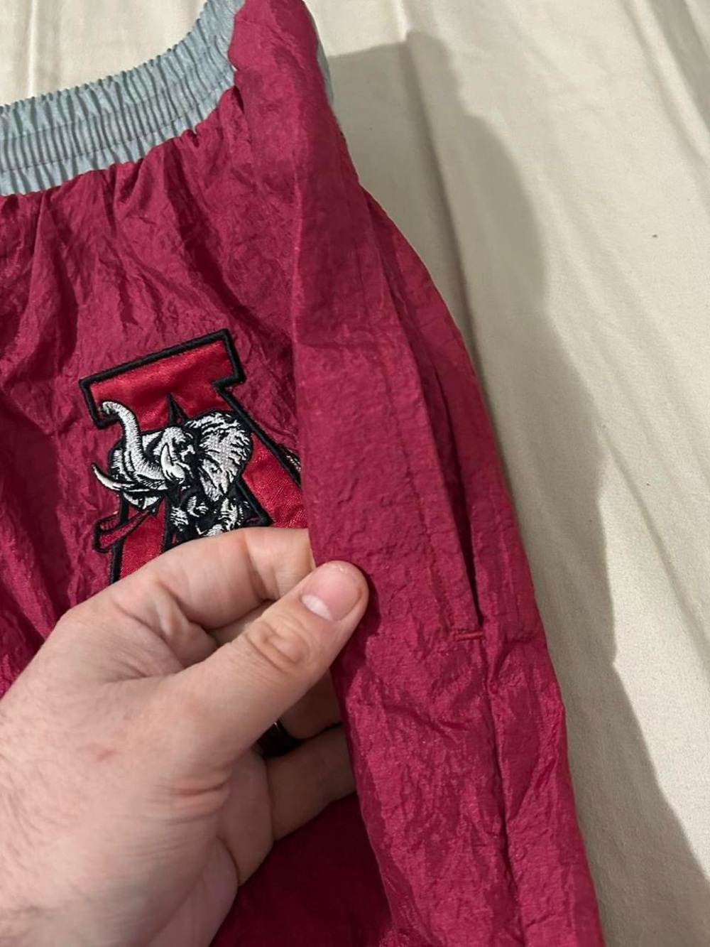 Vintage 90s Pro Player Alabama Crimson Tide Baggy Nylon Track Pants Large - Picture 2 of 7